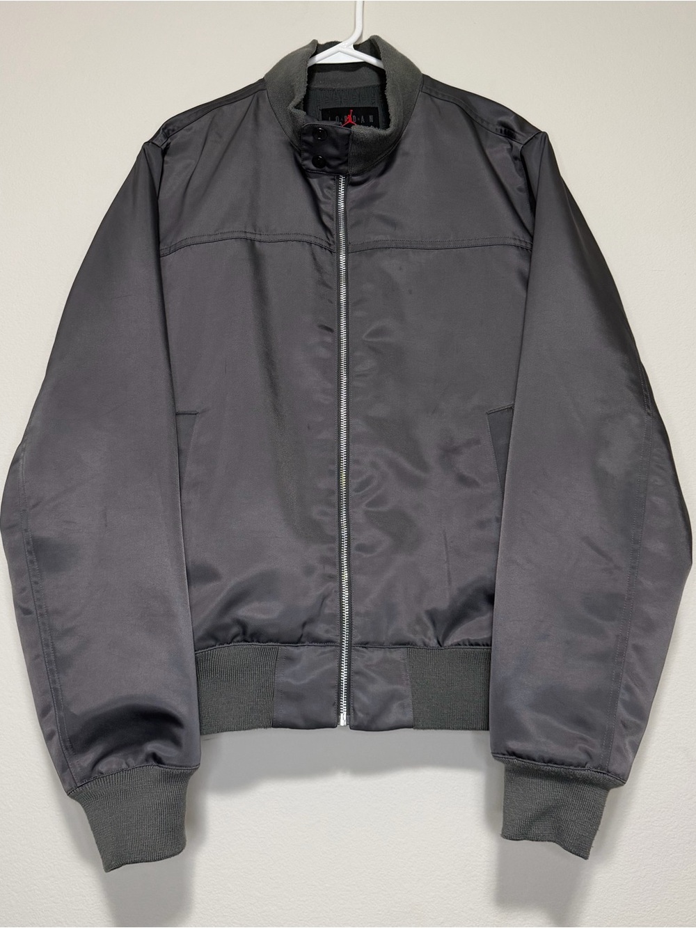 Nike Air Jordan A Ma Maniere Flight Bomber Jacket Satin Grey Mens Large